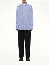 Double Sleeves Large Fit Shirt in Blue Stripe