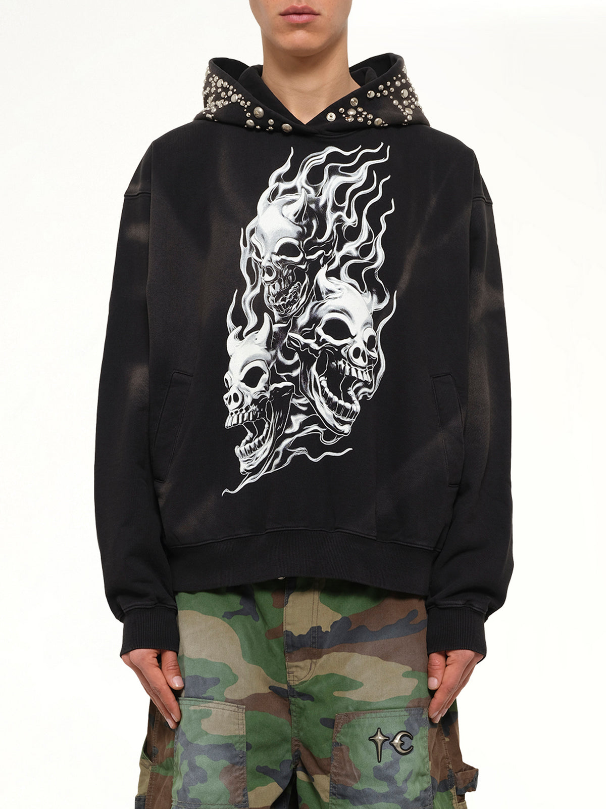 Hotheaded Riding Skull Hoodie in Black