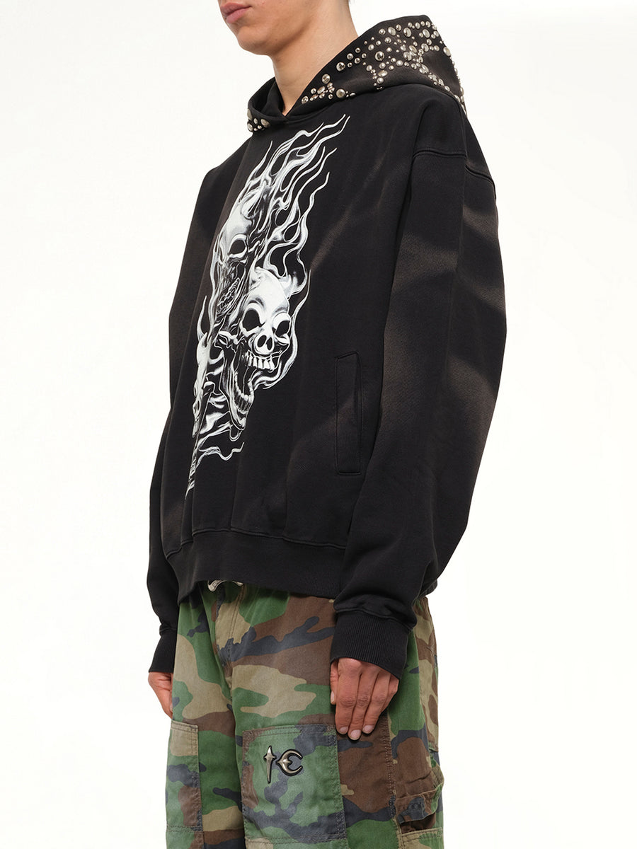 Hotheaded Riding Skull Hoodie in Black