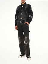 Iron Steel Focus Denim Jacket in Black