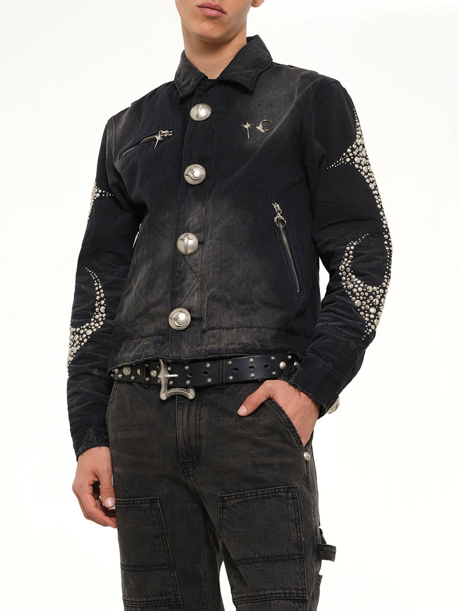 Iron Steel Focus Denim Jacket in Black
