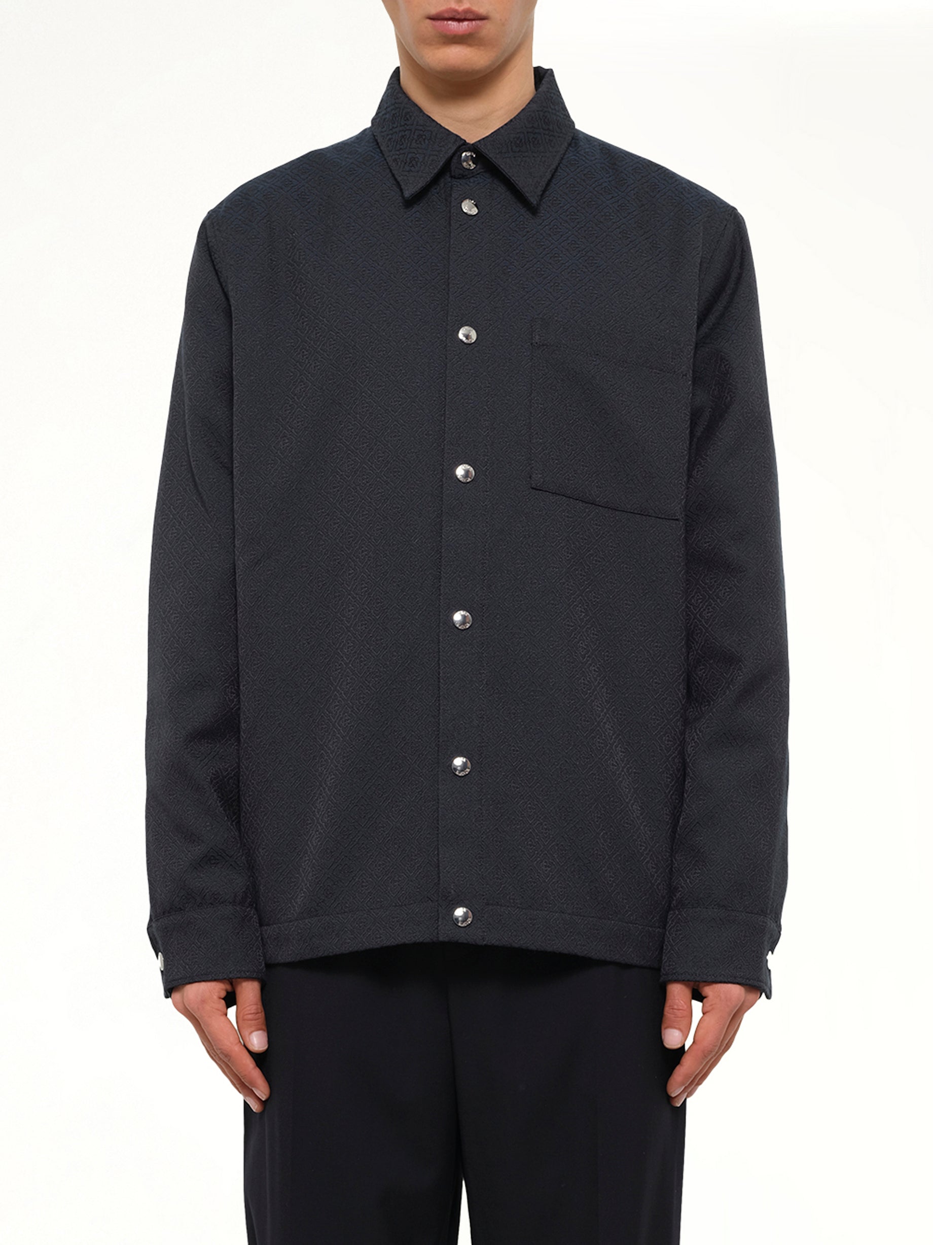 Poly Cotton Quilted Shirt in Dark Teal