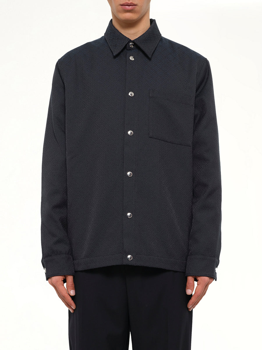 Poly Cotton Quilted Shirt in Dark Teal
