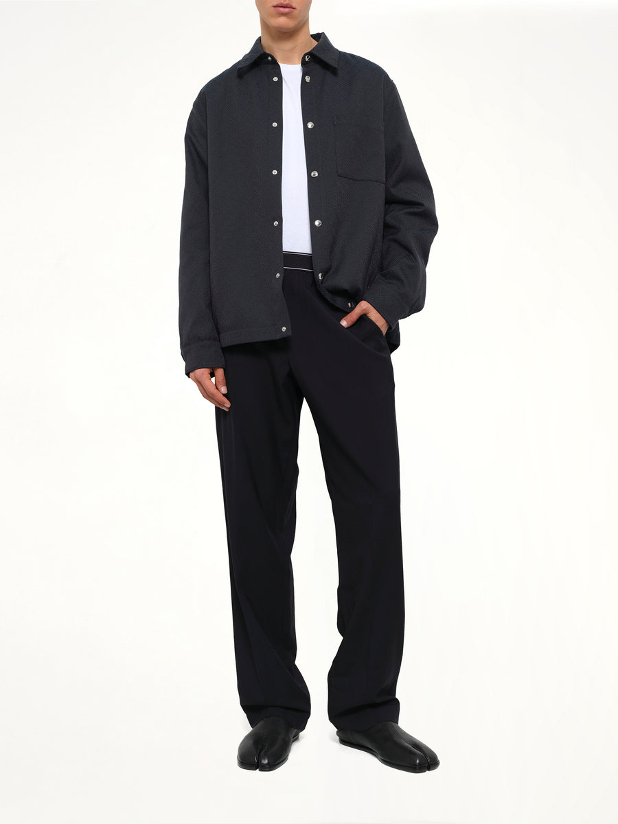 Poly Cotton Quilted Shirt in Dark Teal