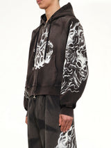 Six Riding Skull Zip-Up Hoodie in Black
