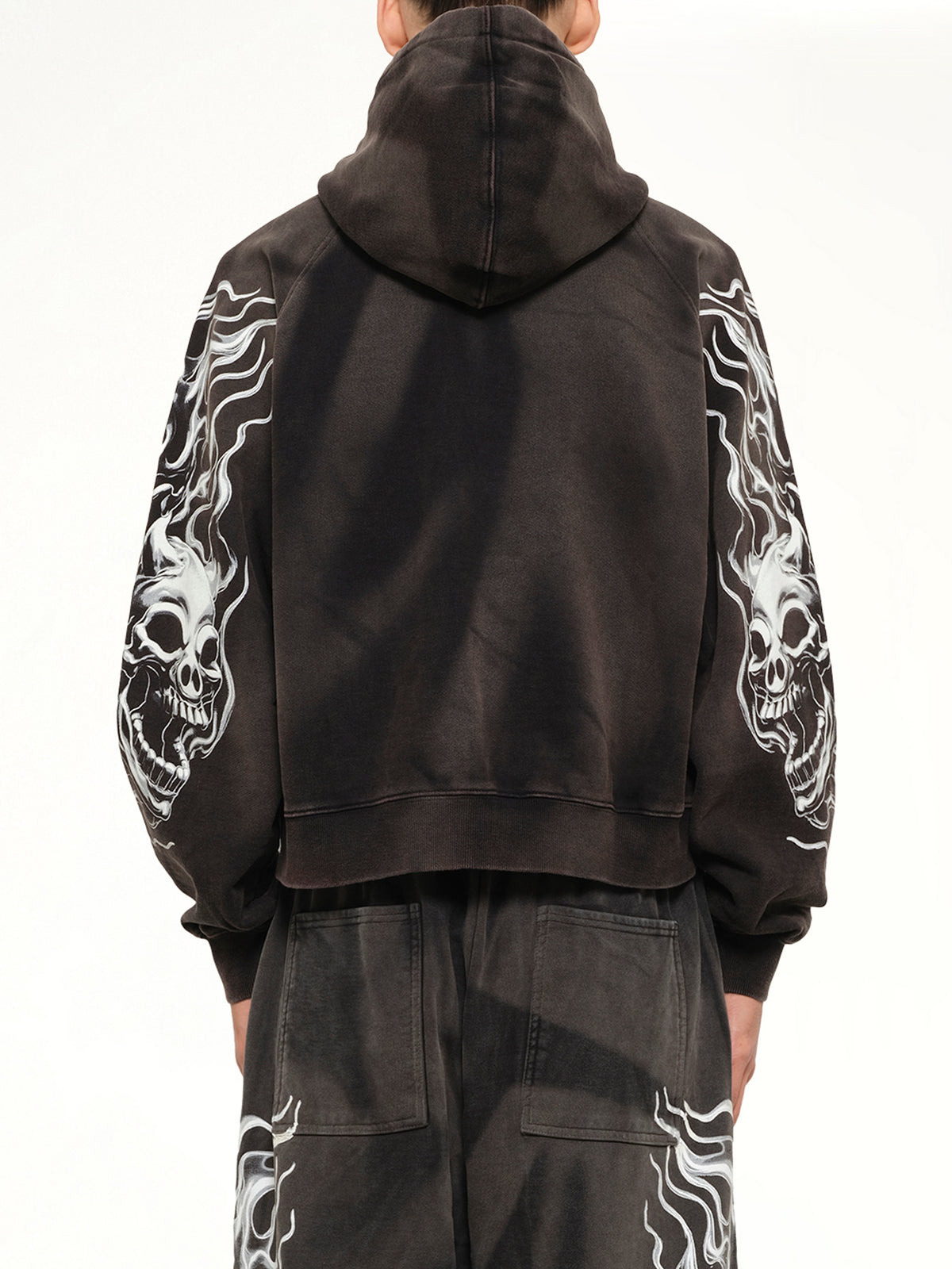 Six Riding Skull Zip-Up Hoodie in Black