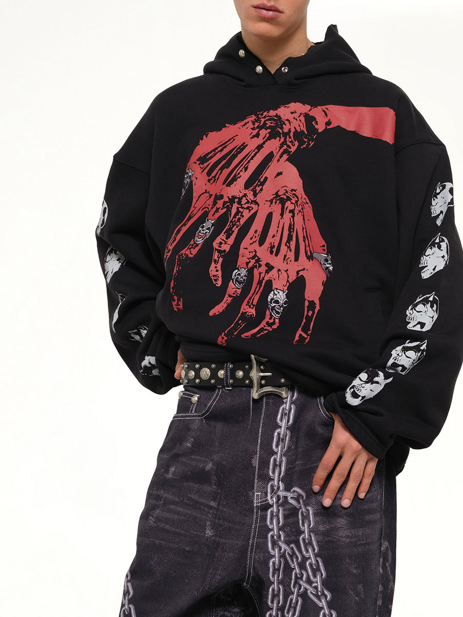 TC Bone Cross Hoodie in Black