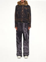 TC Two Tone Washed Fur Hooded Jacket in Rust Black