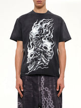 Three Riding Skull Dirt T-Shirt in Black