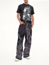 Three Riding Skull Dirt T-Shirt in Black
