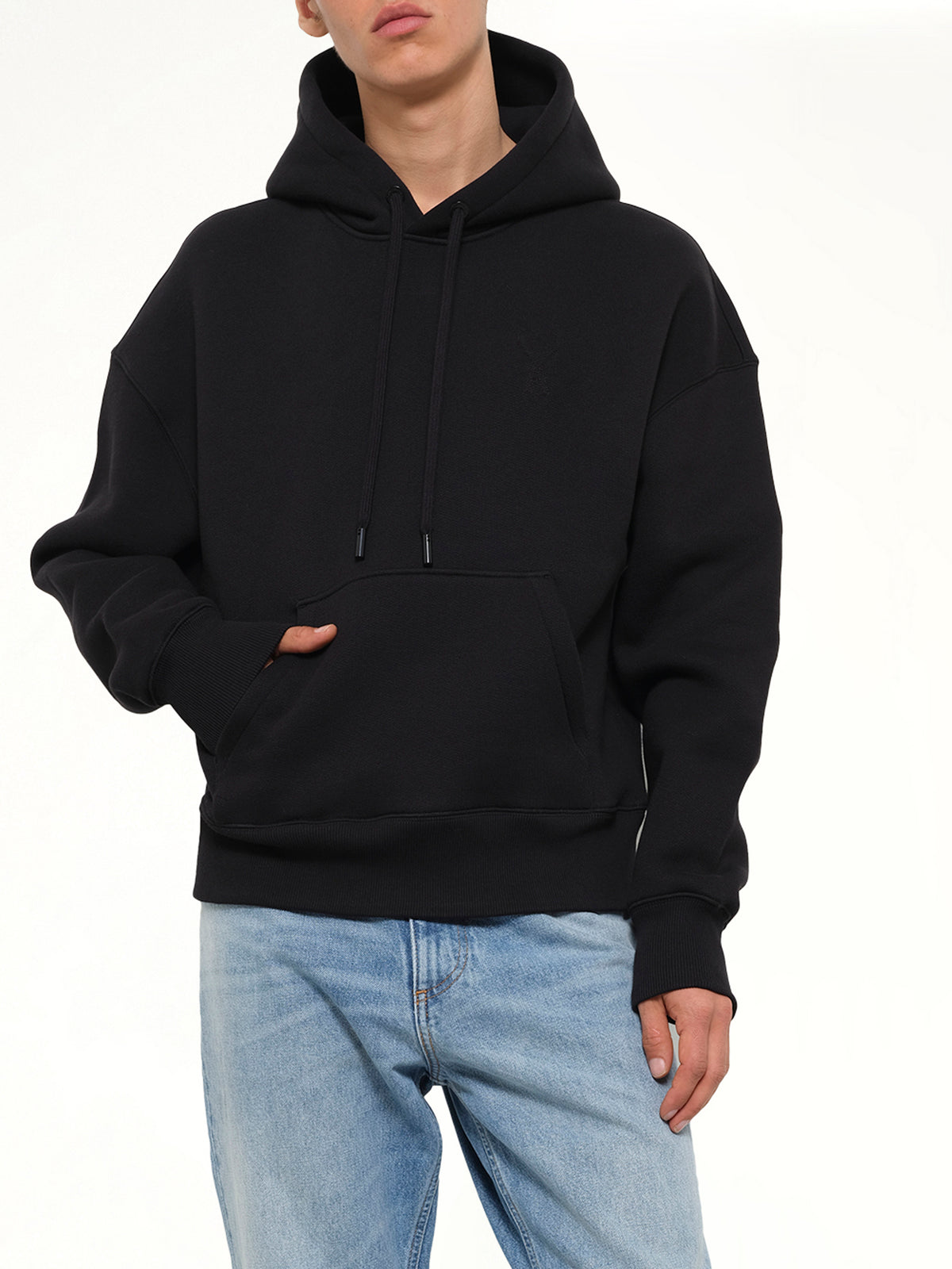 Embossed Ami De Coeur Hoodie in Black