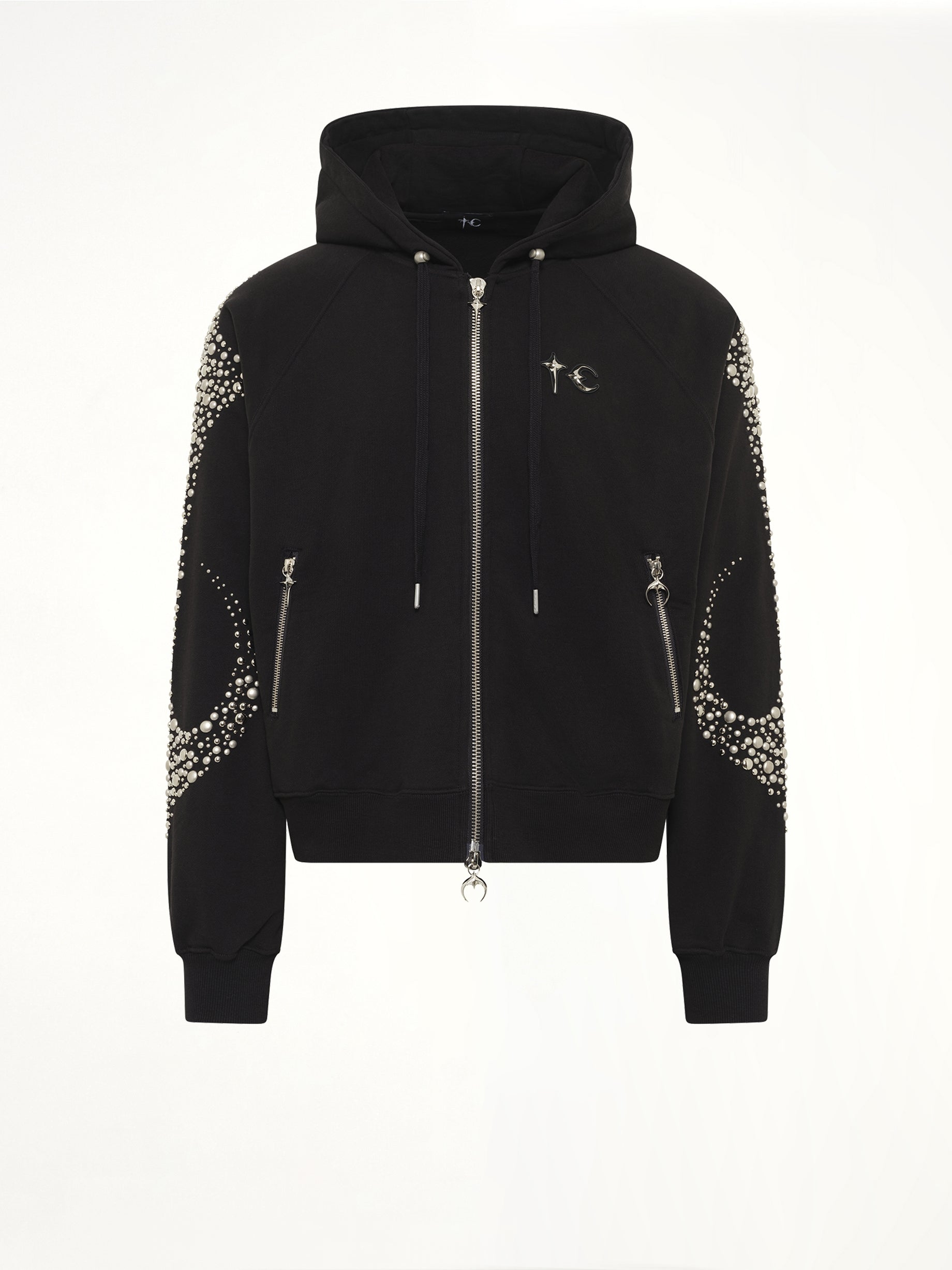 Iron Steel Focus Zip-Up Hoodie in Black
