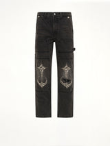 Studded Knee Carpenter Pants in Black
