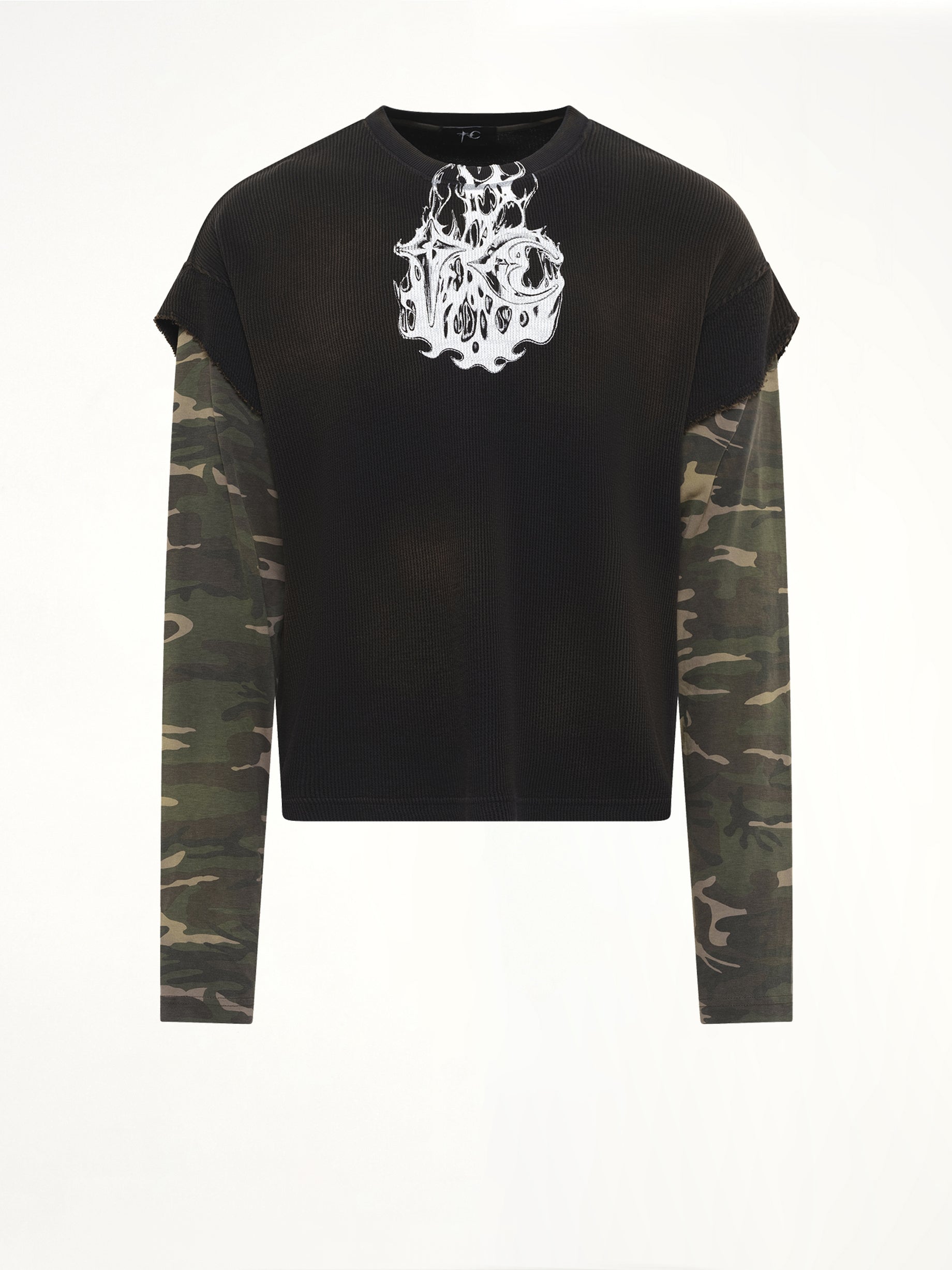 TC Hellfire Layered T-Shirt in Camo/Black