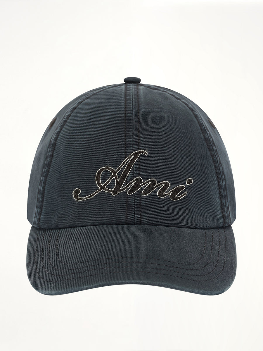 Ami Embroidery Cap in Washed Black