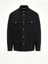 Classic Logo Faded Denim Shirt in Black/Off White
