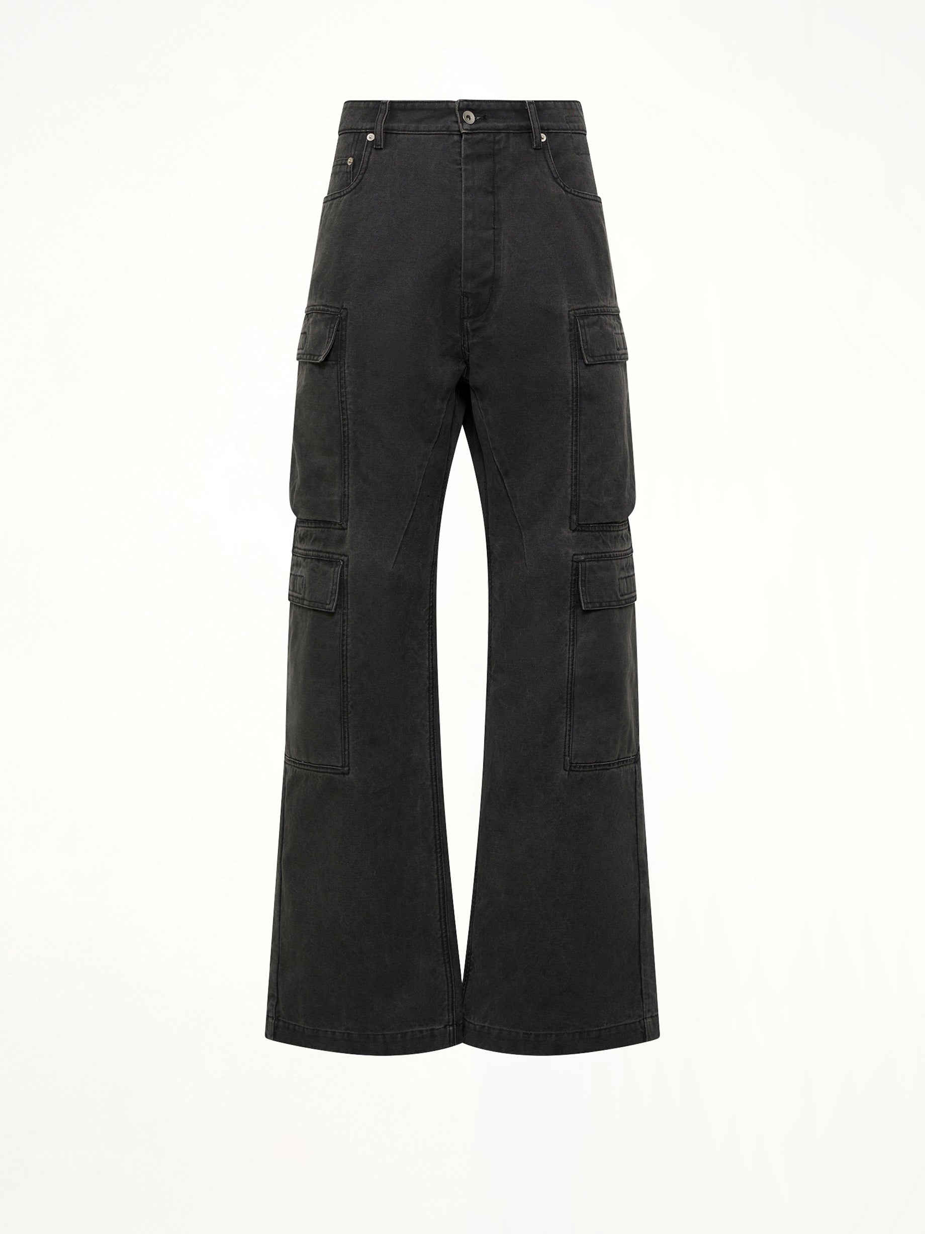 Cotton Canvas Double Cargo Jeans in Gravel
