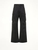 Cotton Canvas Double Cargo Jeans in Gravel