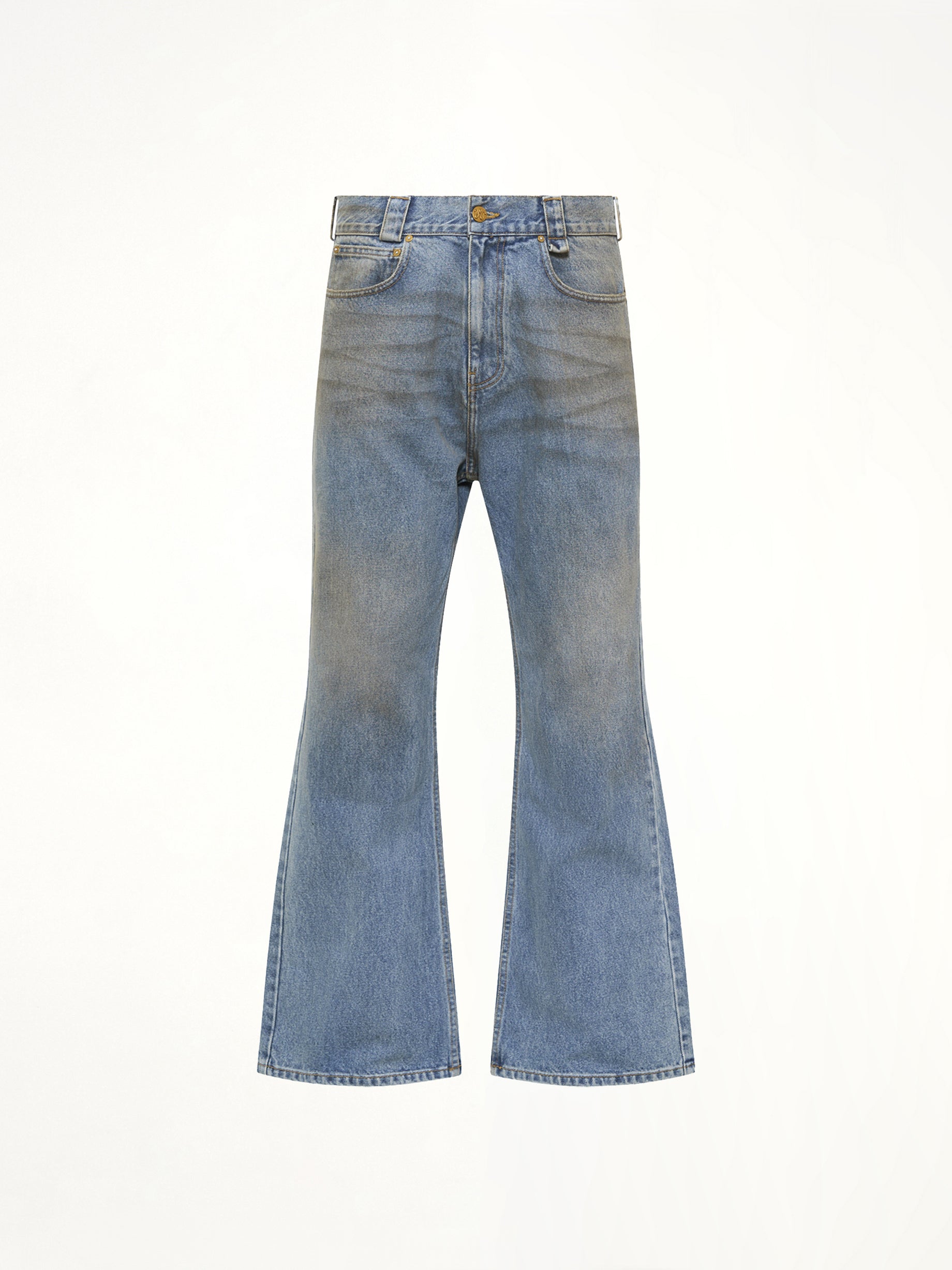 Flared Denim Jean in Blue Denim