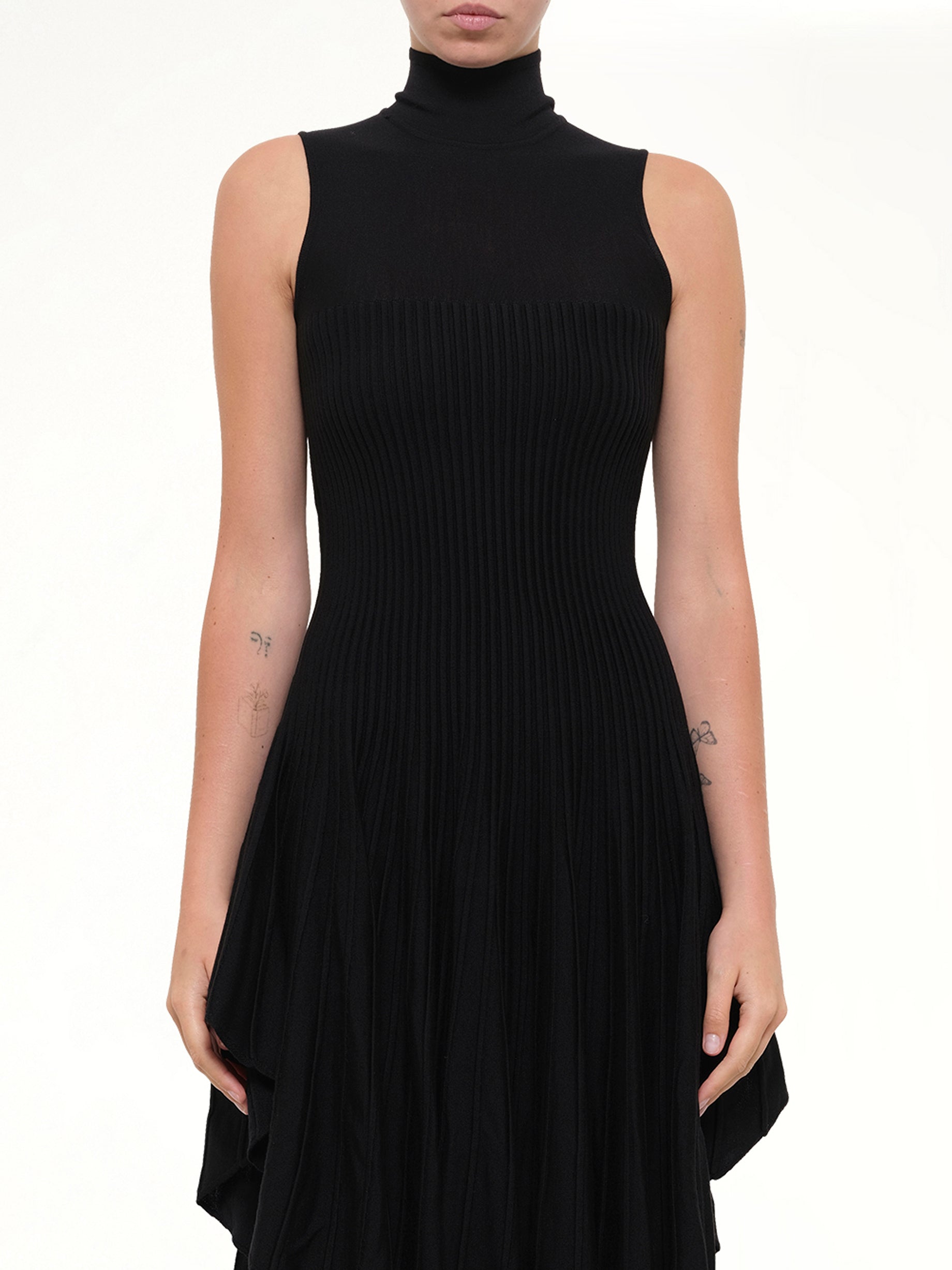 3D Sculpting Knit Triangle Dress in Black