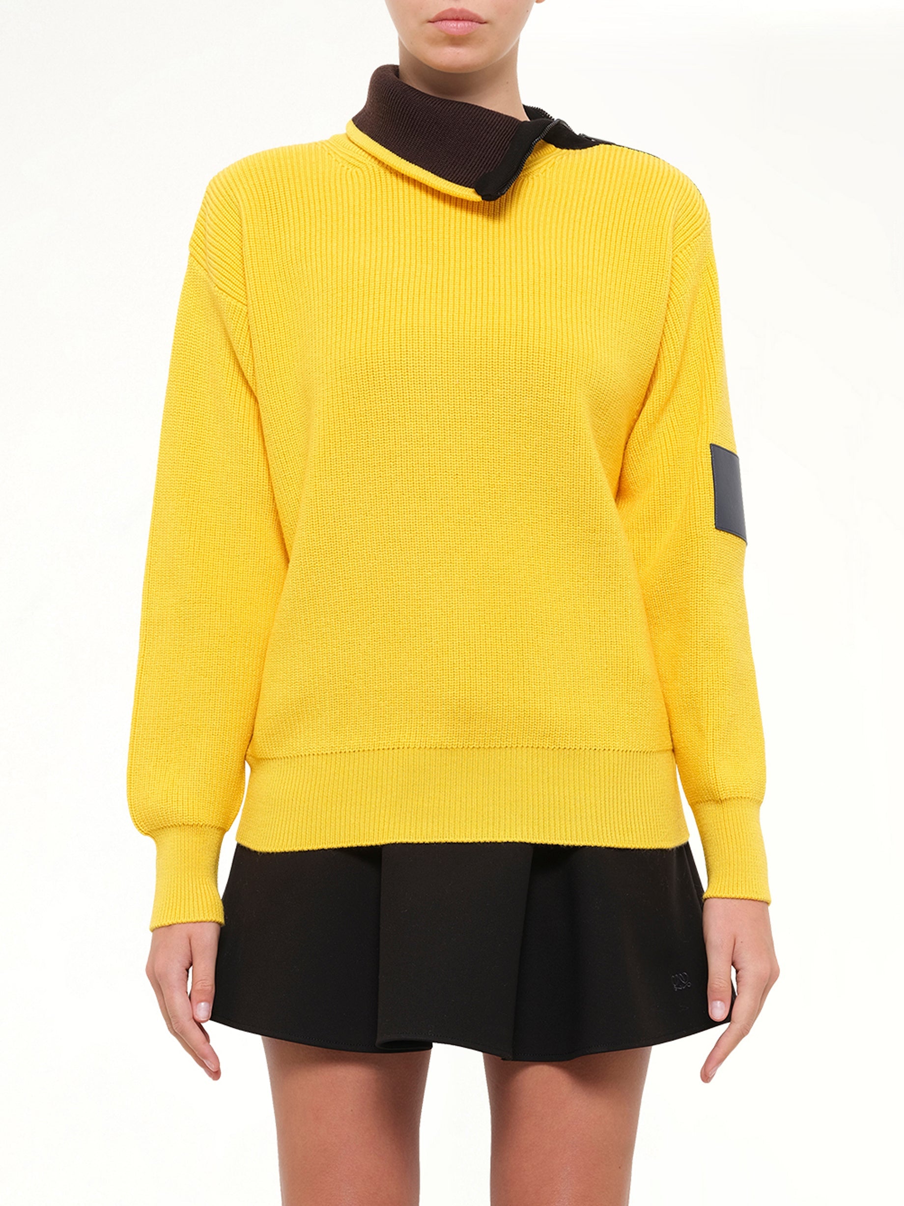 Wool Zip-Up Sweater in Yellow
