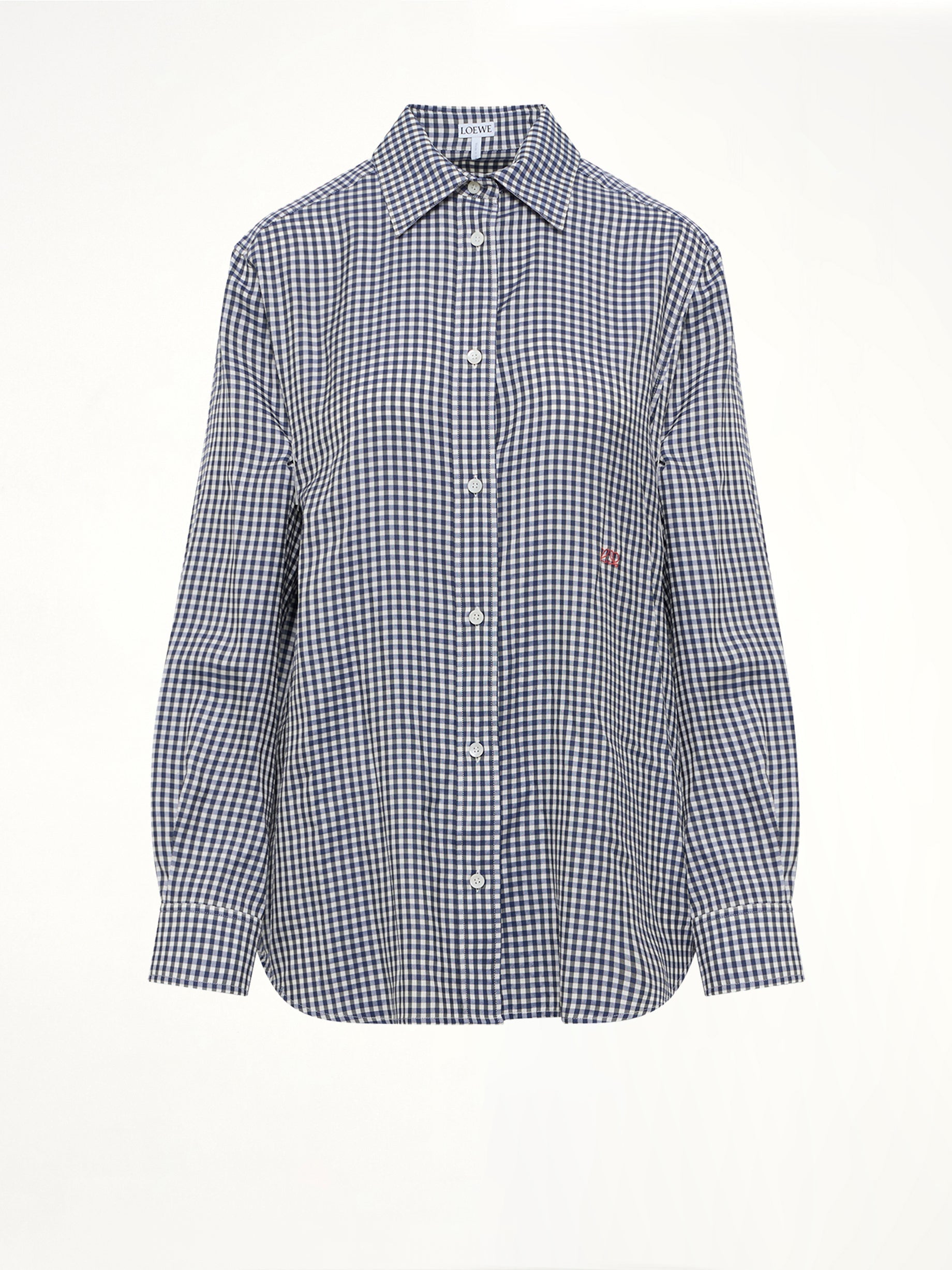 Silk Gingham Check Shirt in Blue/White