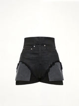 Stretch Denim Dirt Cutoffs in Black Wax