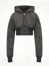 Washed Nylon Hooded Cropped Flight in Dark Dust