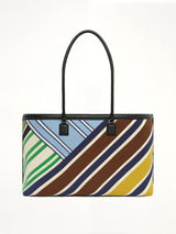 Verano Tote Embroidered Canvas M in Ecru/Multicolor