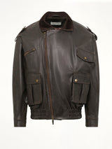 Distressed Biker Jacket in Brown