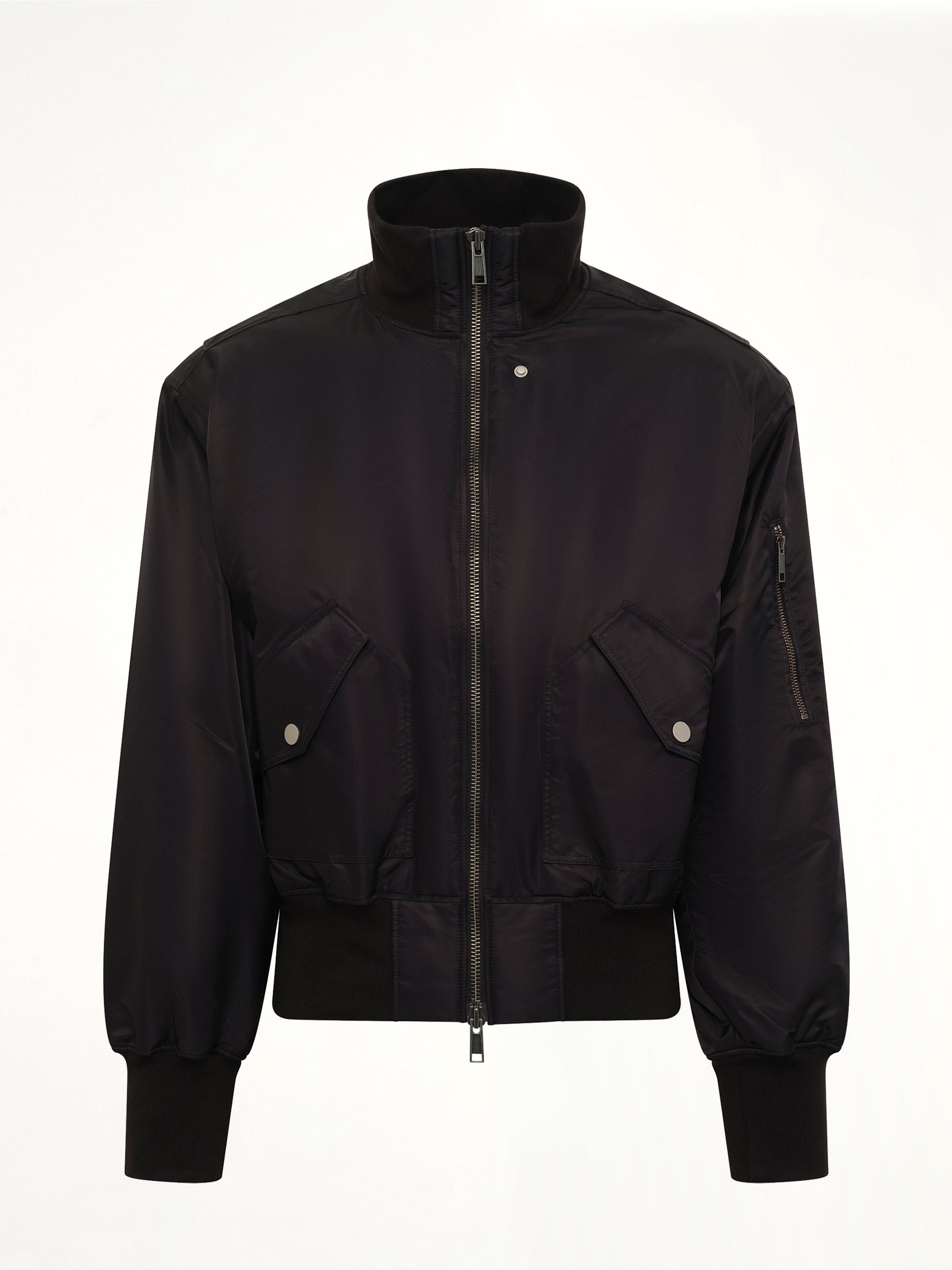 Echo Nylon Bomber Jacket in Black