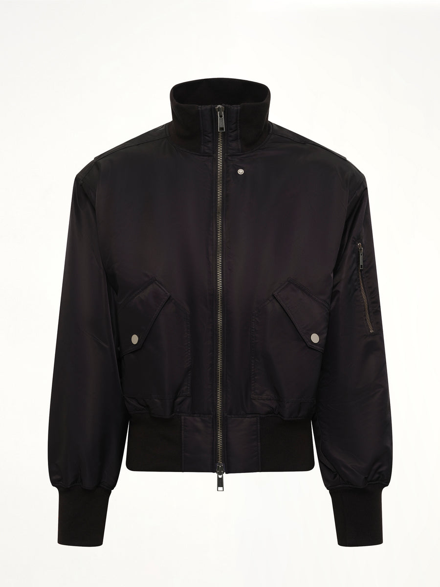 Echo Nylon Bomber Jacket in Black