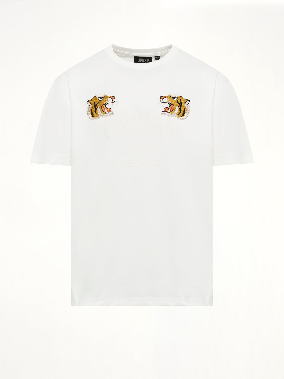 Front Side Embroidery Tiger T-Shirt in Off White