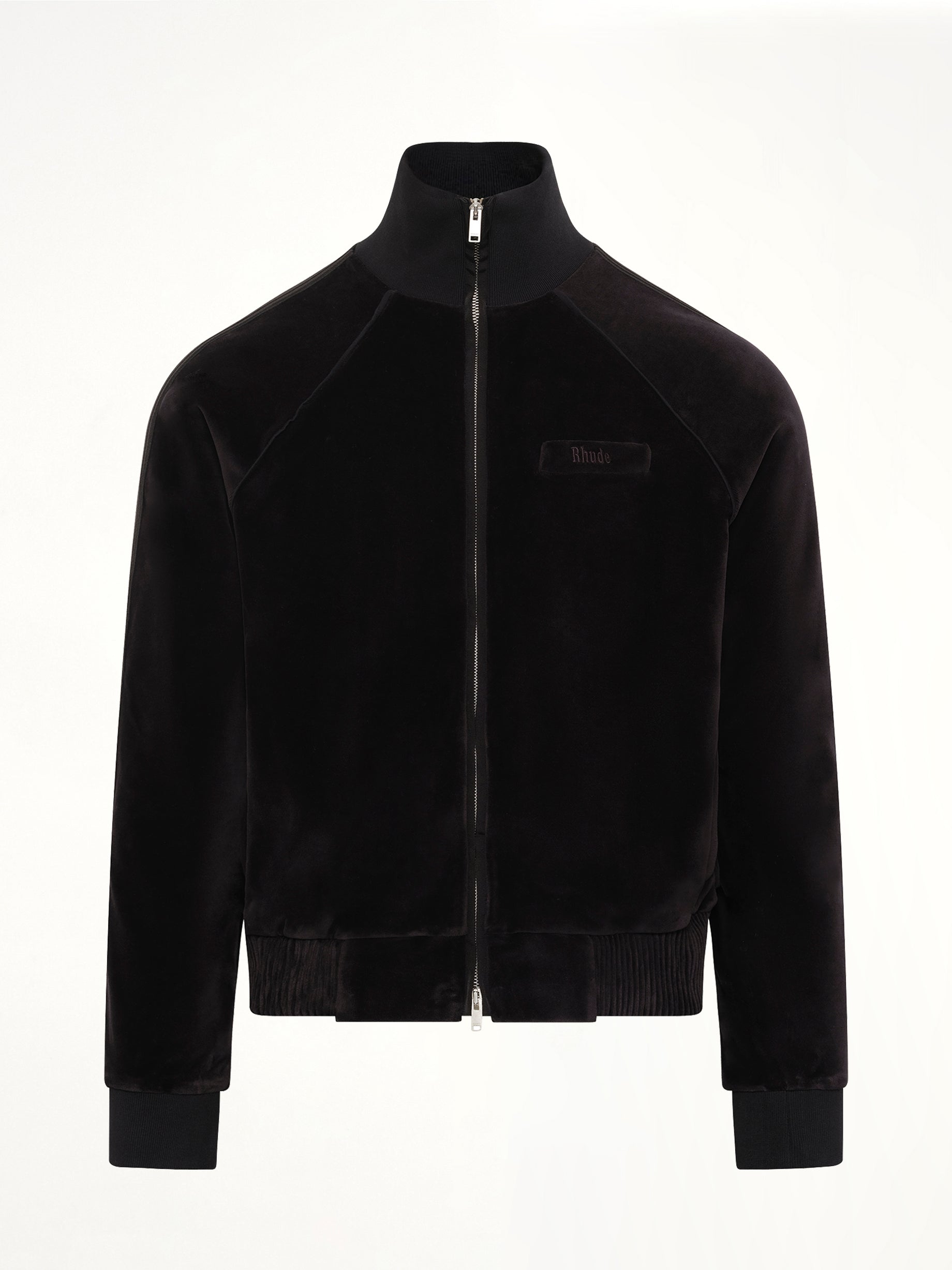 Madera Velour Track Jacket in Black