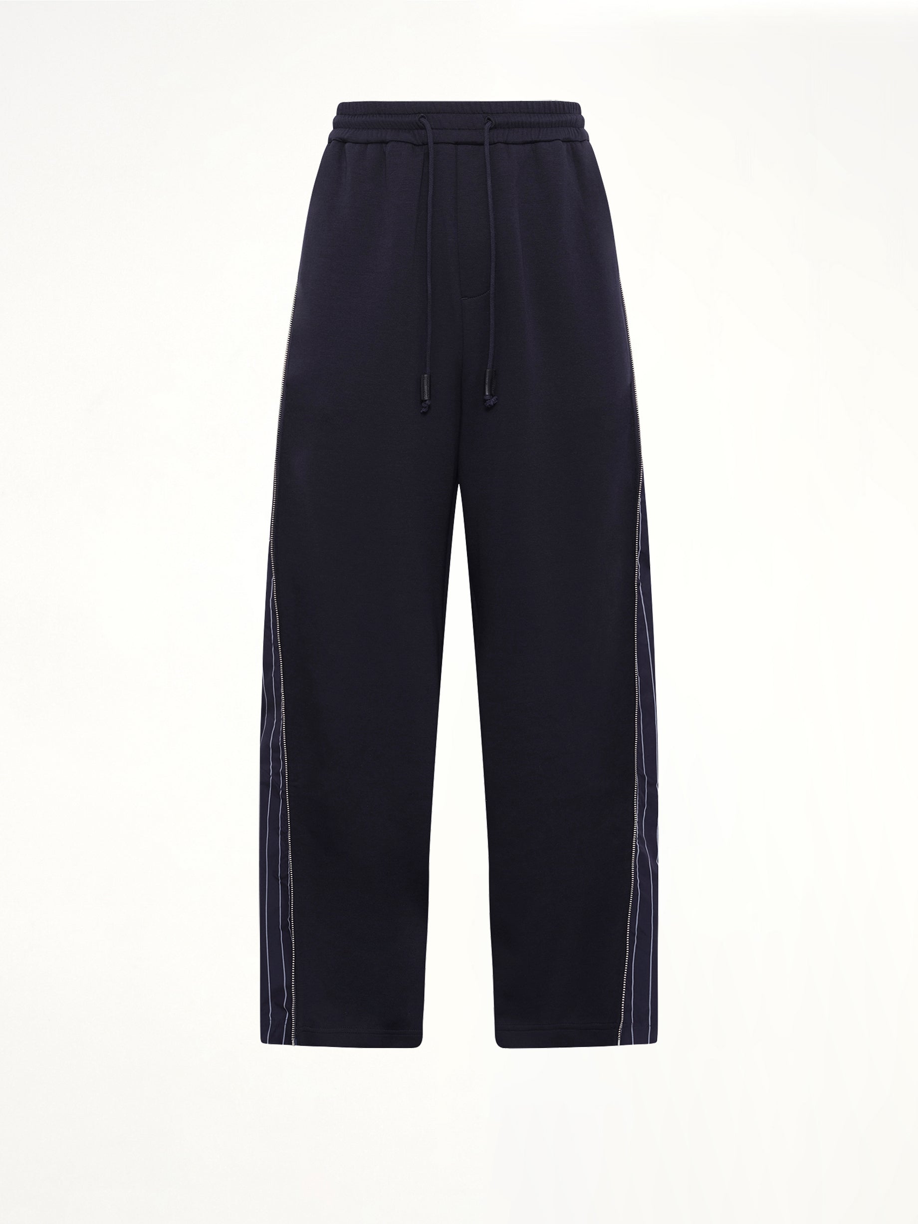 Patchwork Striped Pants in Navy Blue
