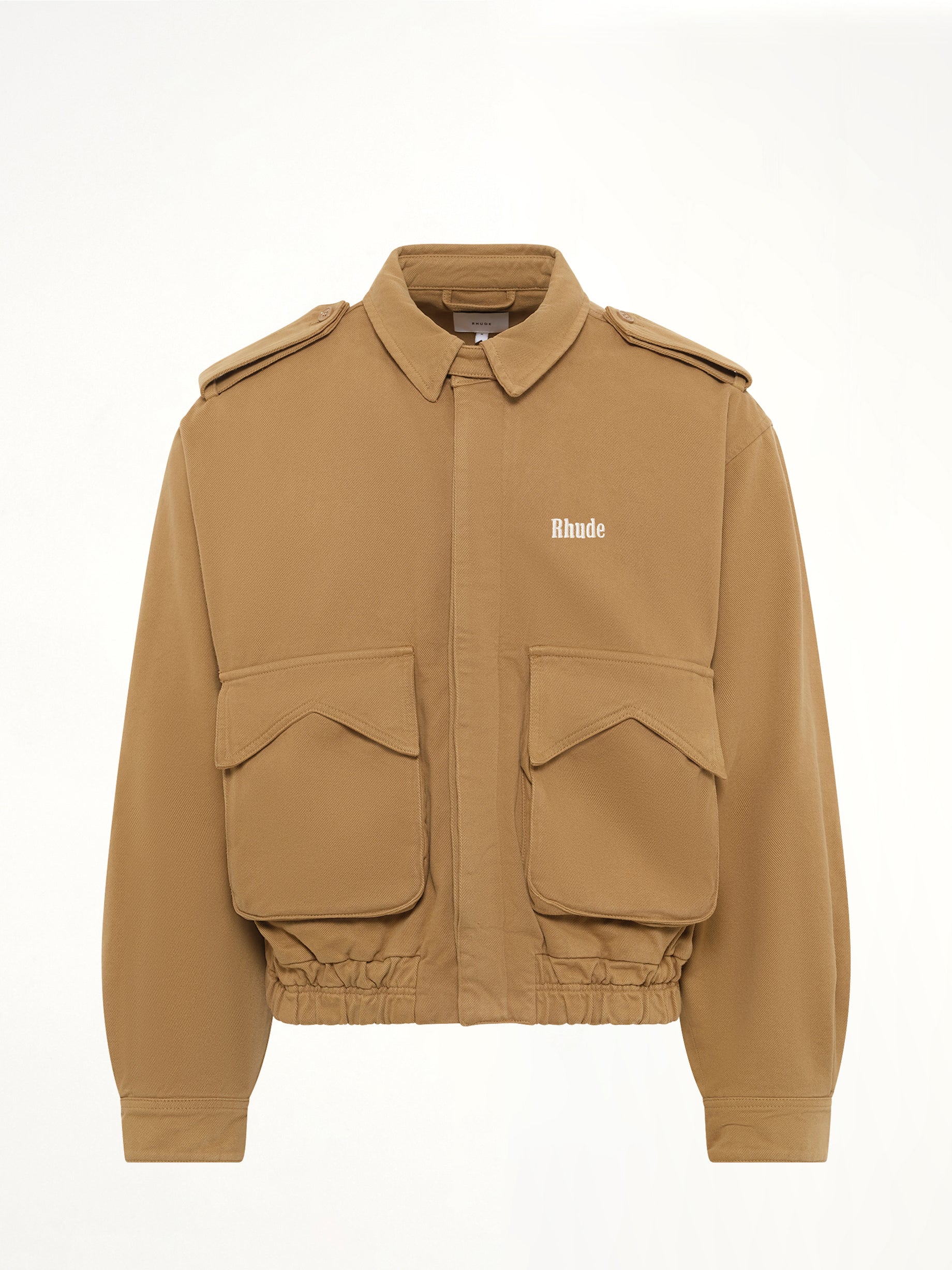 Rhude Logo Cotton Pilot Jacket in Tan