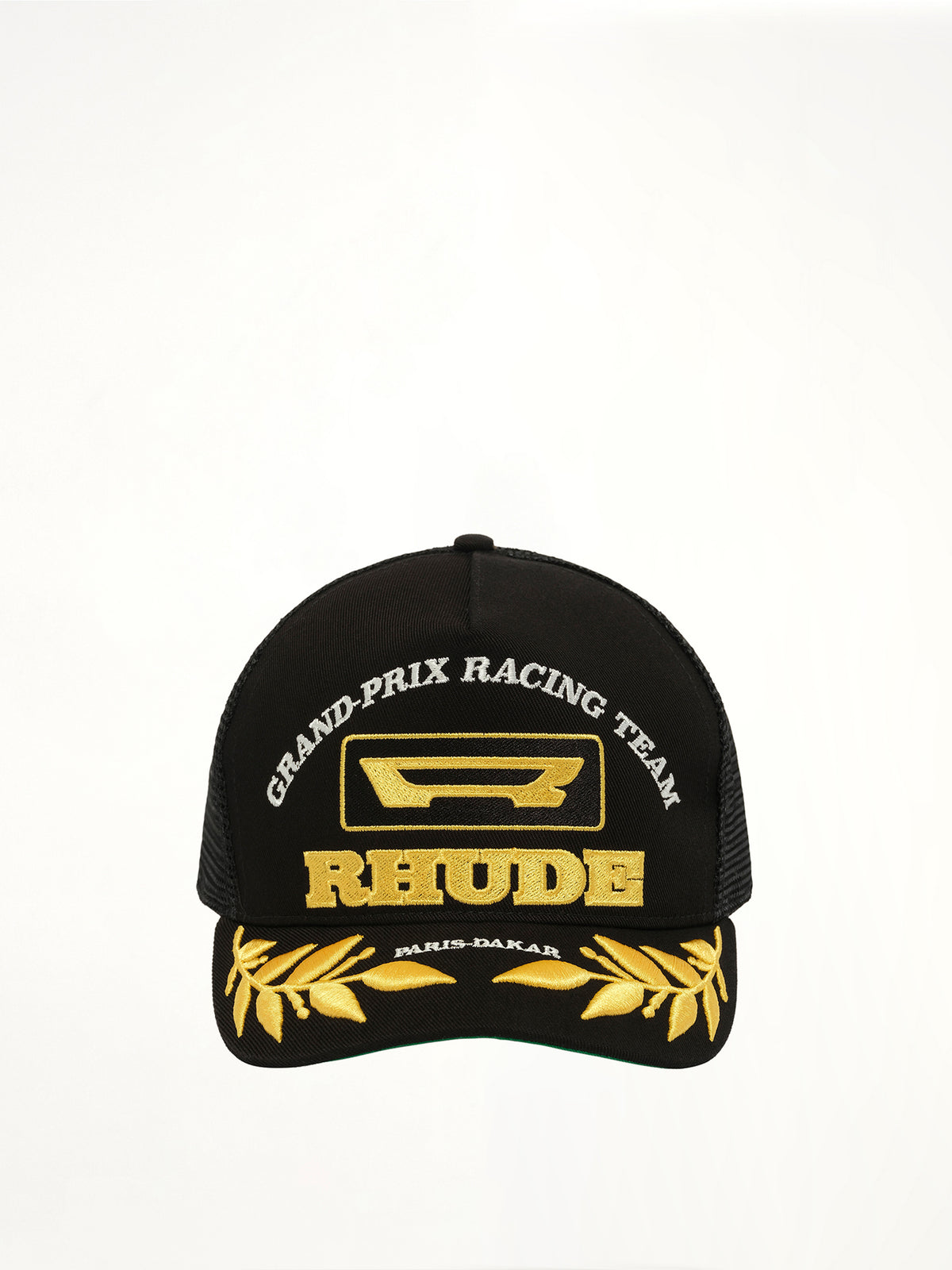 Rhude Racing Panel Trucker Hat in Black