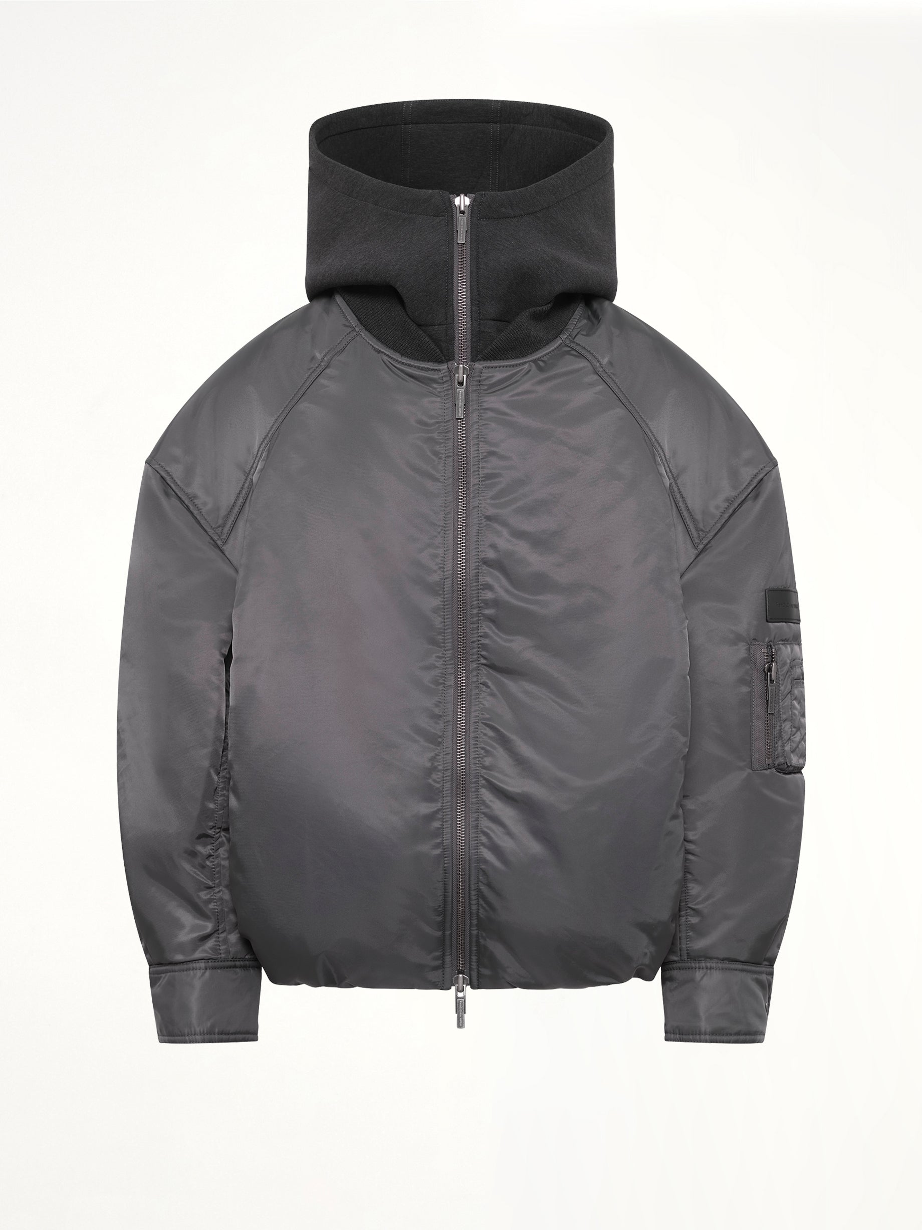 Two-in-One Nylon Padded Jacket in Grey