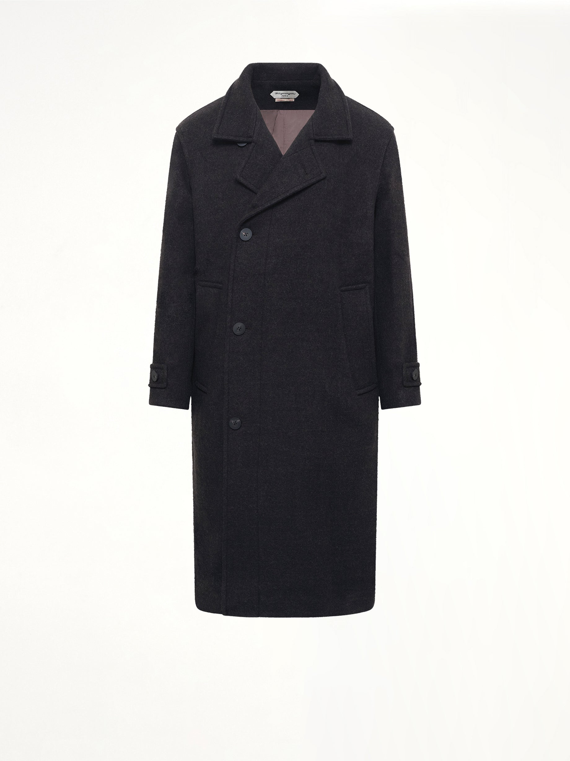 Wool Long Coat in Mud
