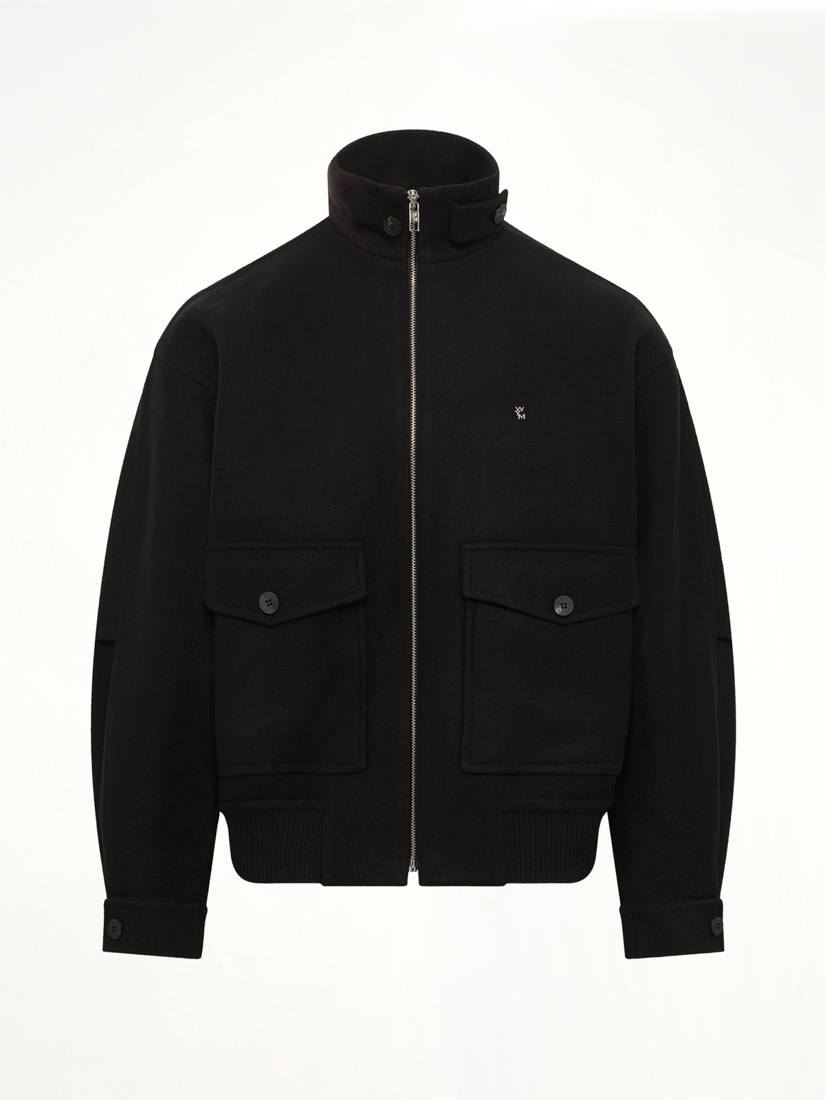 Wool Zipped Blouson in Black