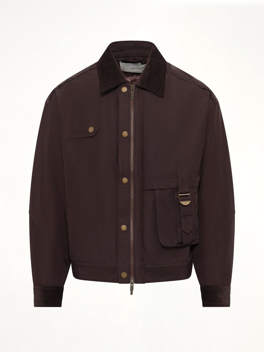 Workwear Jacket with Double Fastening in Brown
