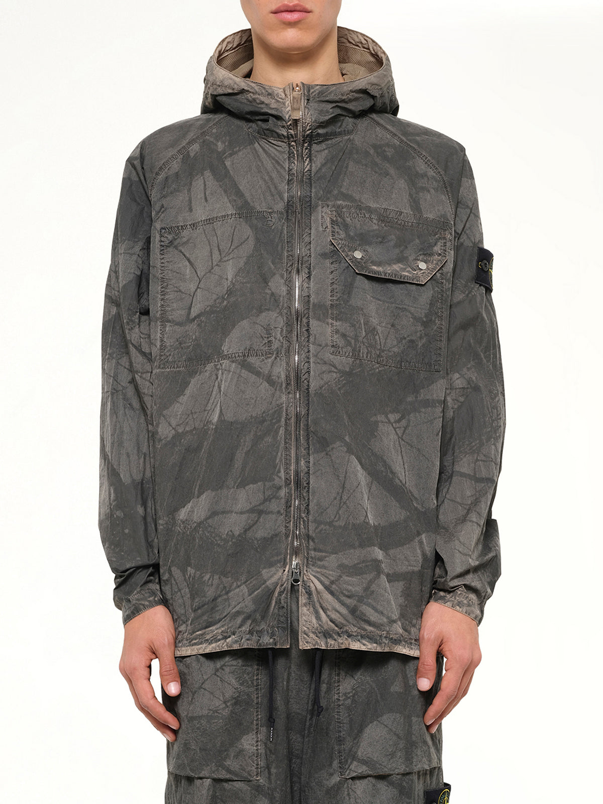 1200038 Tree Camo Hooded Jacket in Biscuit