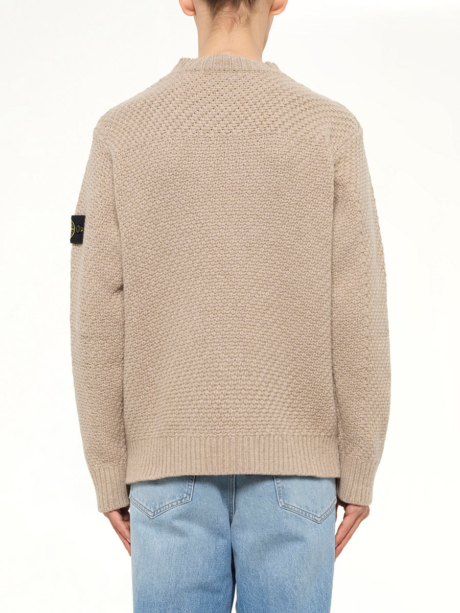 5100055 Virgin Wool Crewneck Sweater in Biscuit Melange