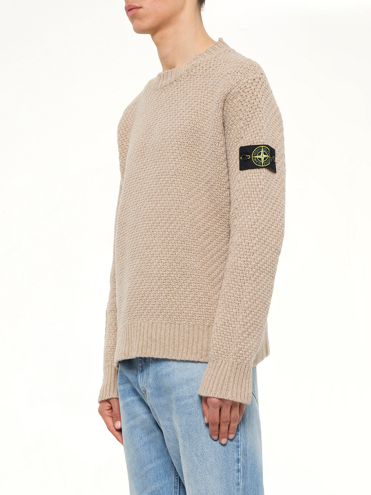 5100055 Virgin Wool Crewneck Sweater in Biscuit Melange