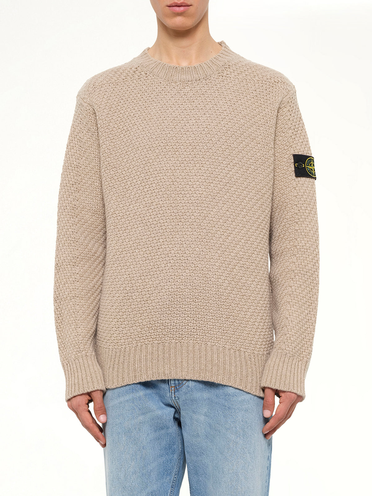 5100055 Virgin Wool Crewneck Sweater in Biscuit Melange