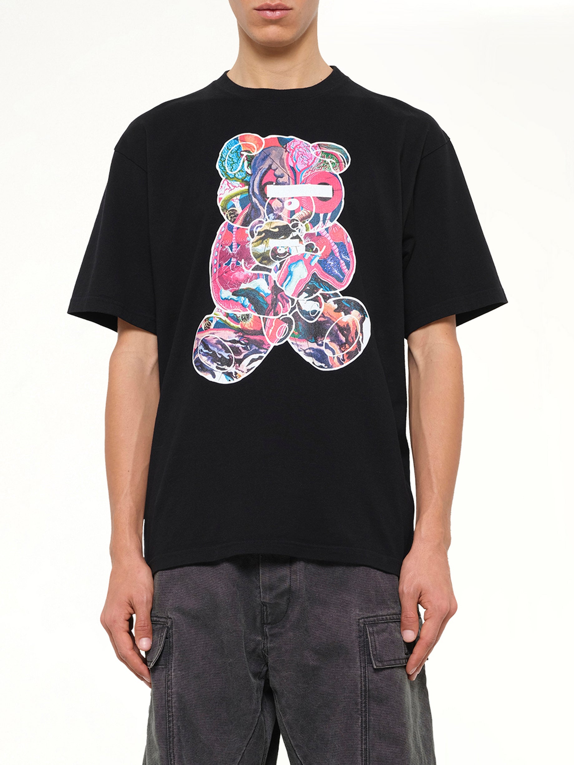 Abstract Bear T-Shirt in Black