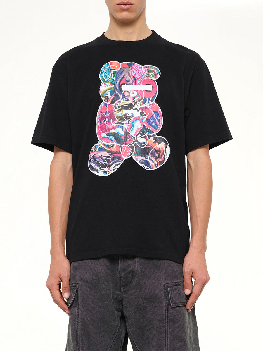 Abstract Bear T-Shirt in Black
