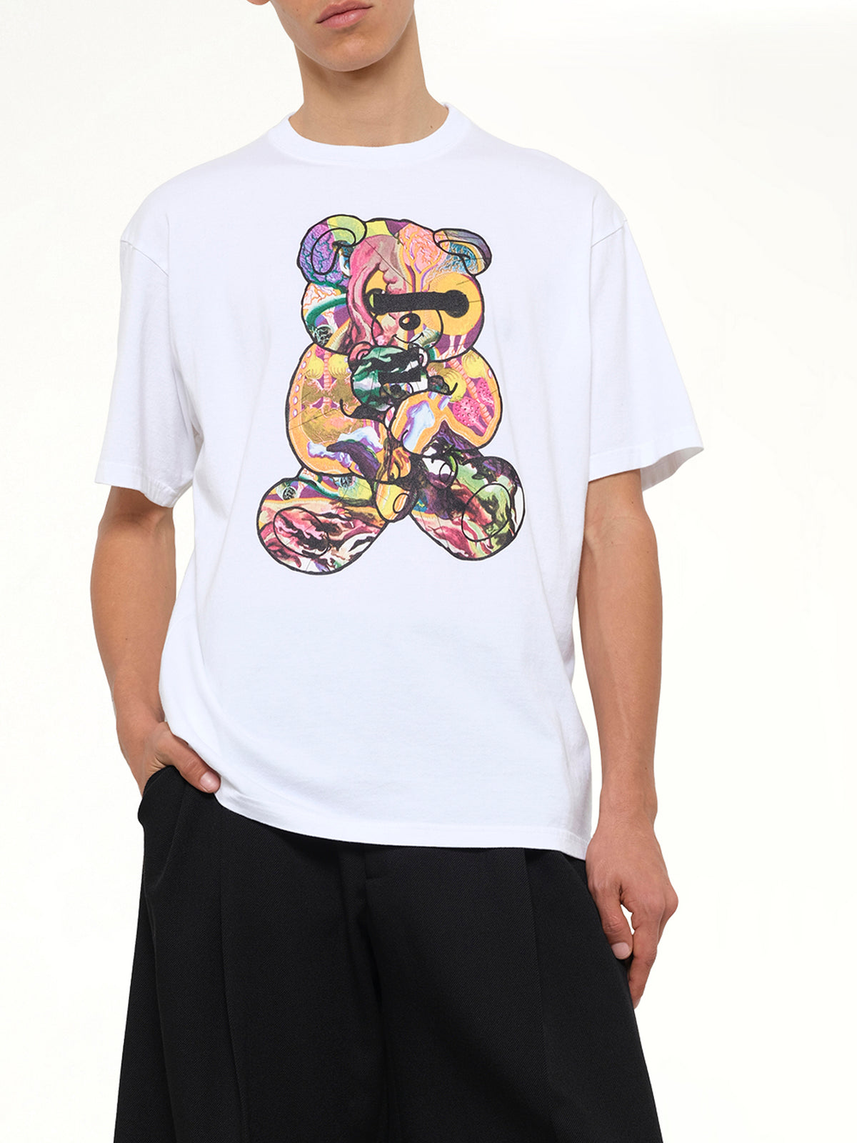 Abstract Bear T-Shirt in White