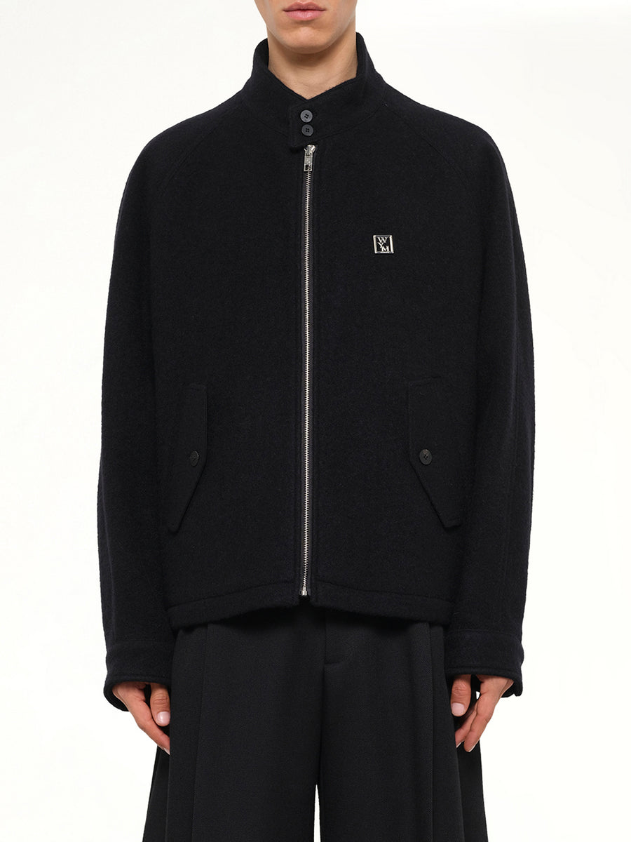 Alpaca Zipped Blouson in Black