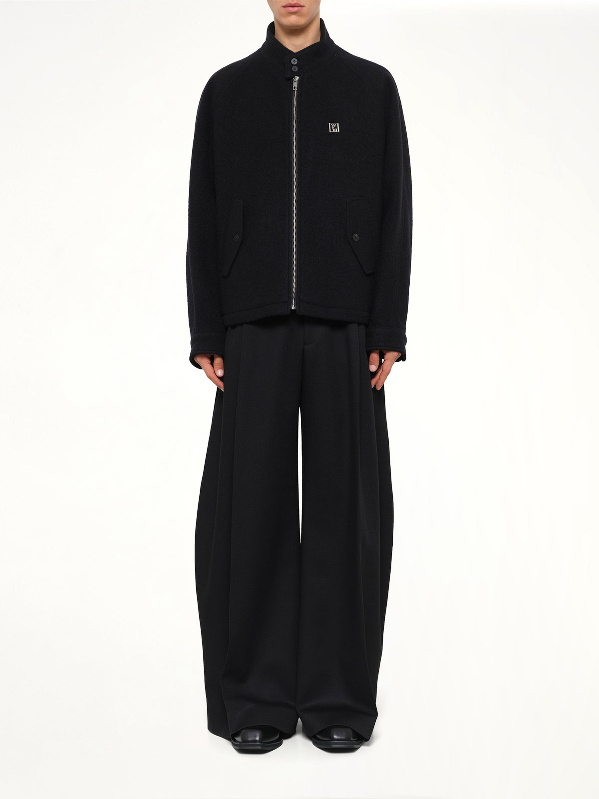 Alpaca Zipped Blouson in Black